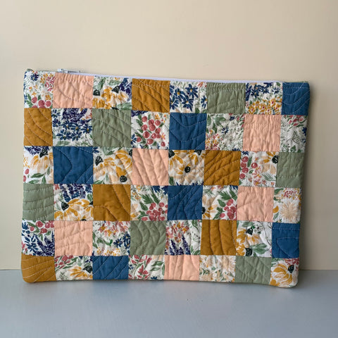 Quilted wildflower pouch